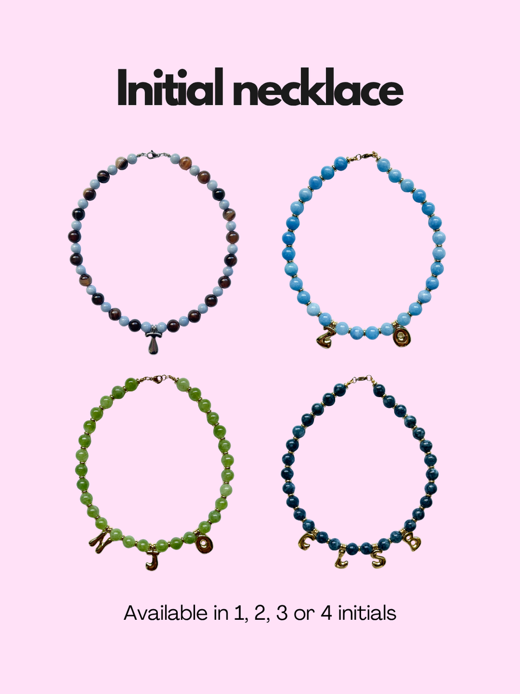 Rainbow Necklace - Initial, charm clasp, plain