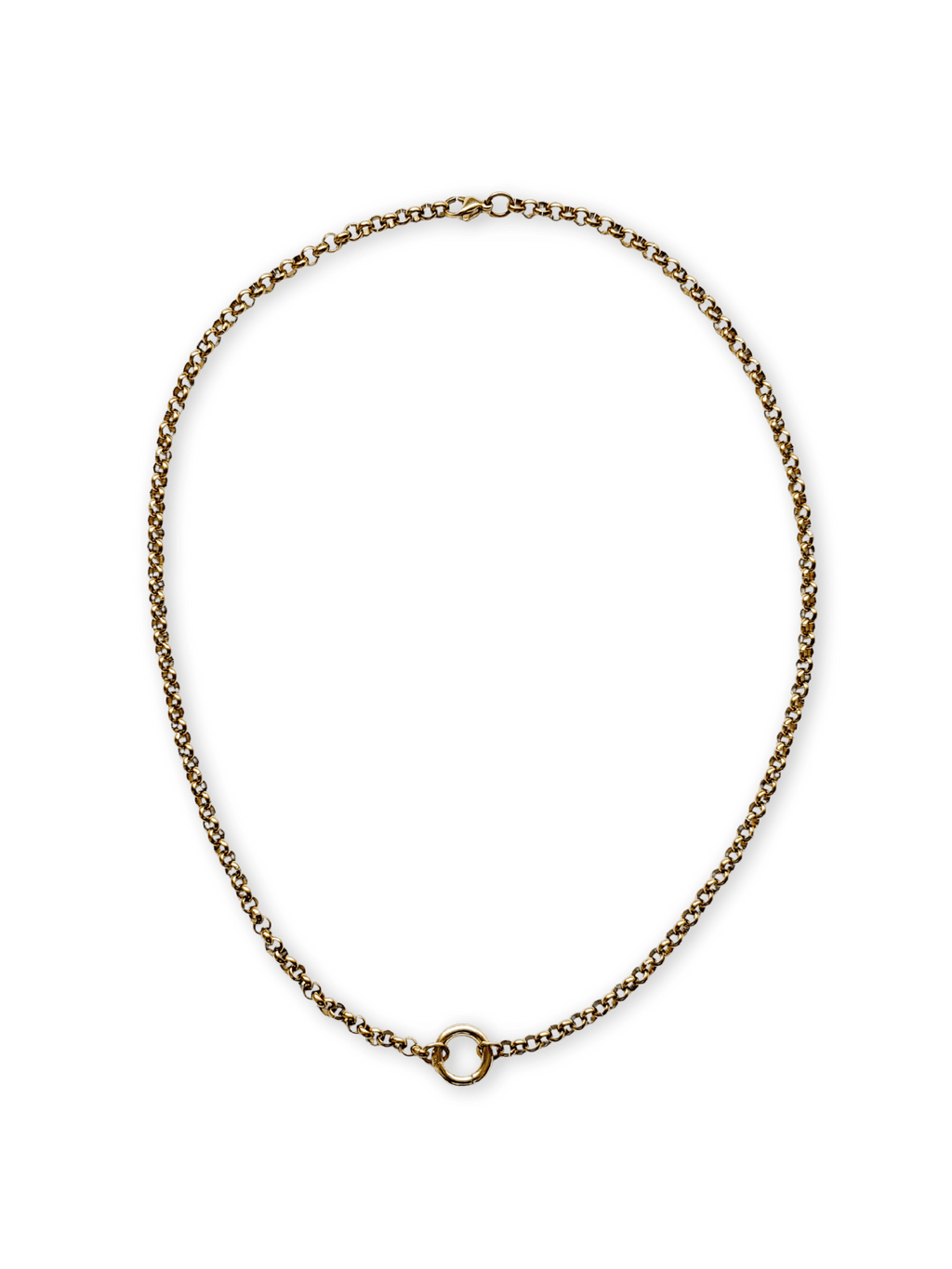 Archie Round Charm Clasp Necklace - Belcher Chain
