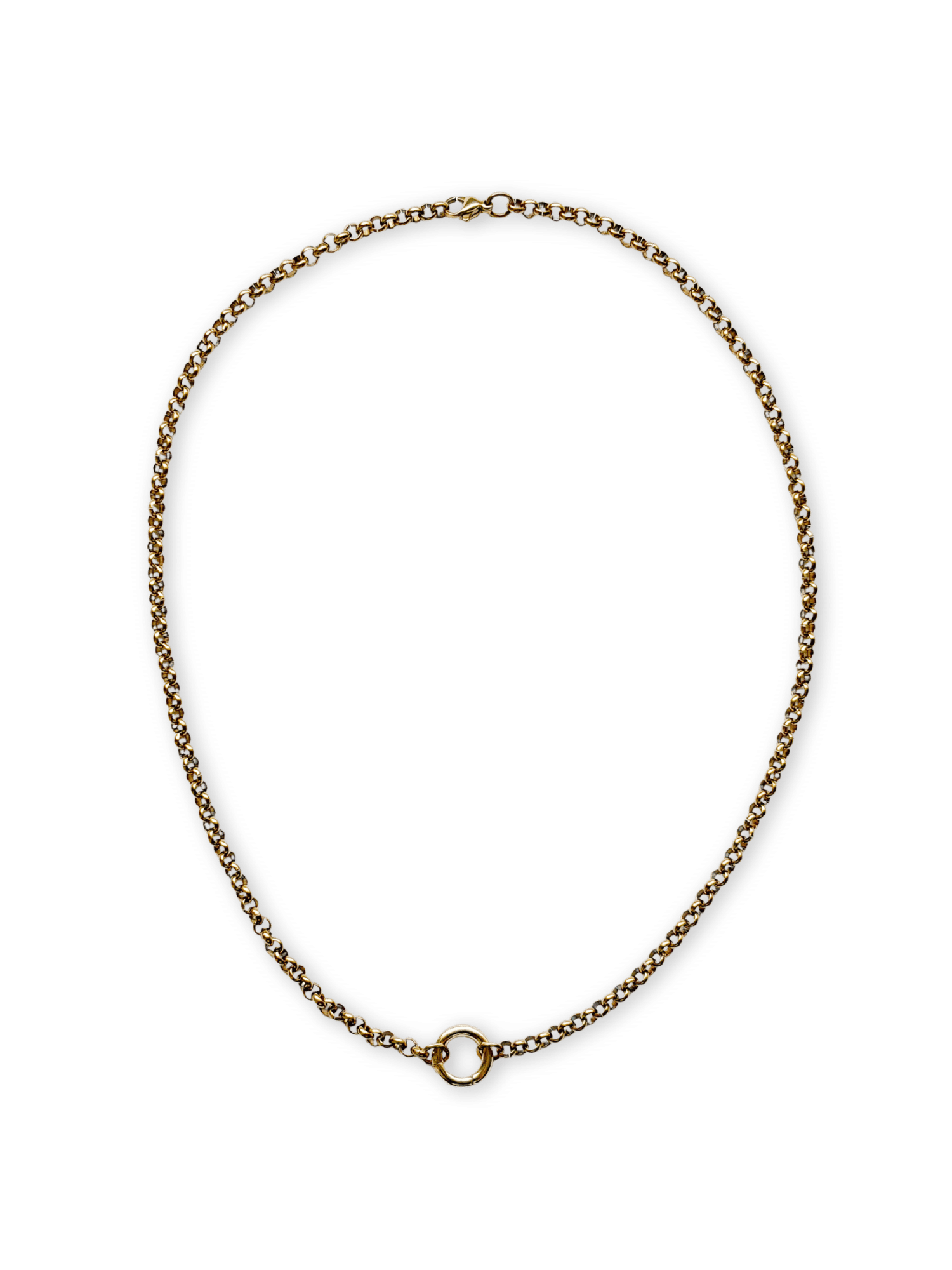 Archie Round Charm Clasp Necklace - Belcher Chain