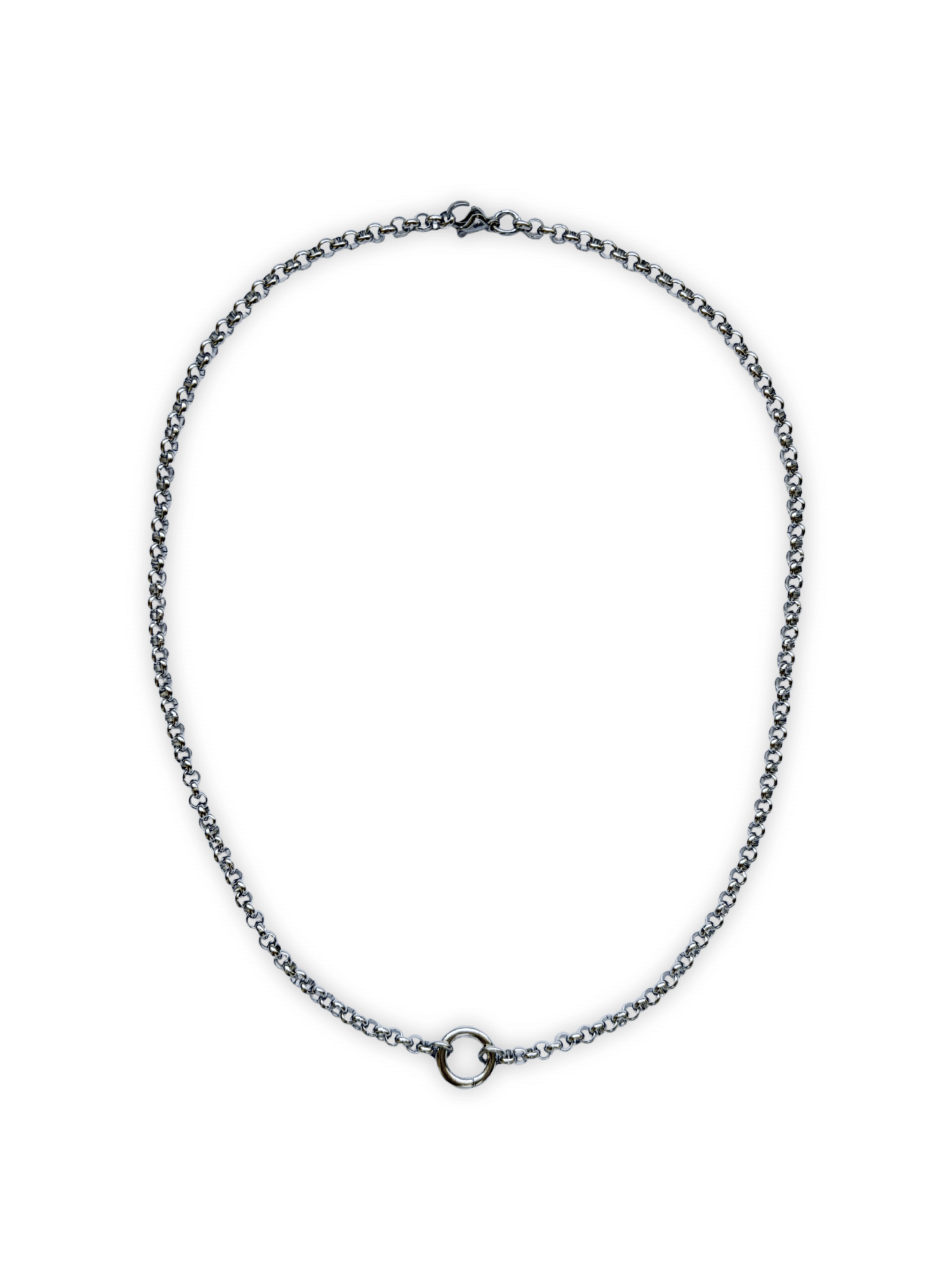 Archie Round Charm Clasp Necklace - Belcher Chain