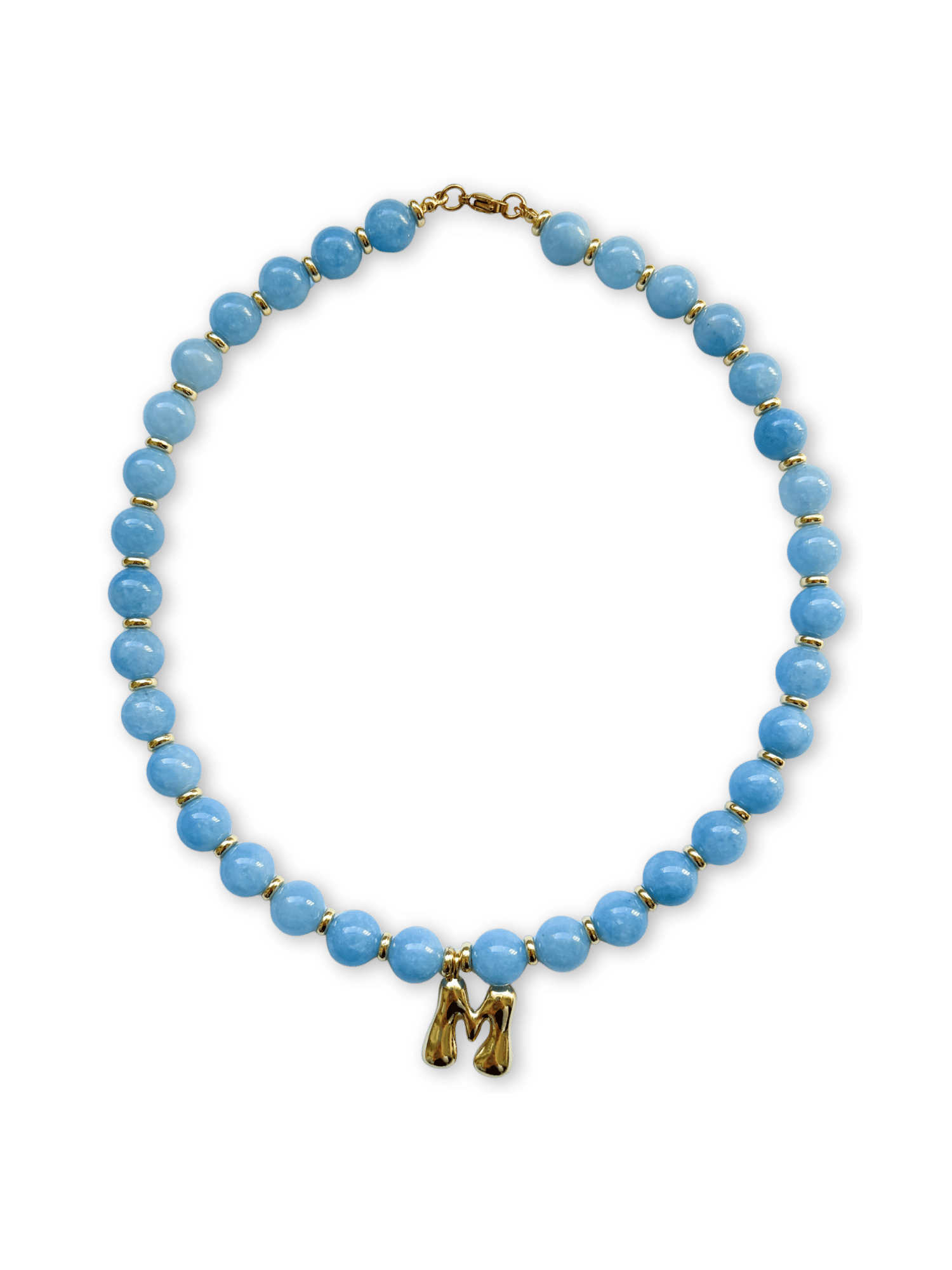 Benson Initial Necklace - Aquamarine