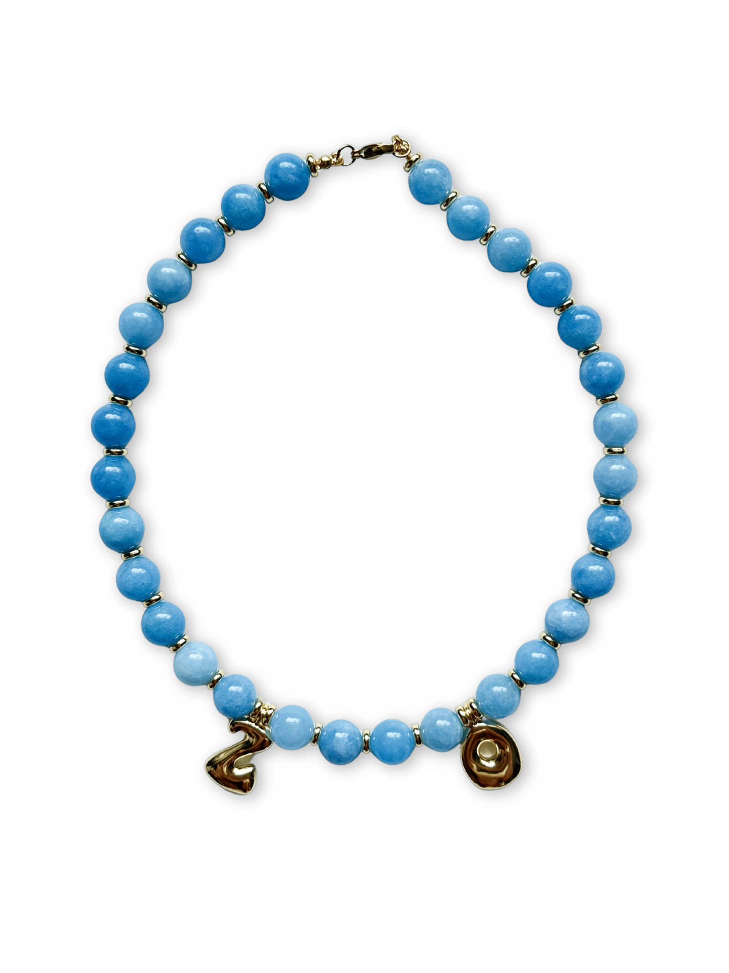 Benson Initial Necklace - Aquamarine