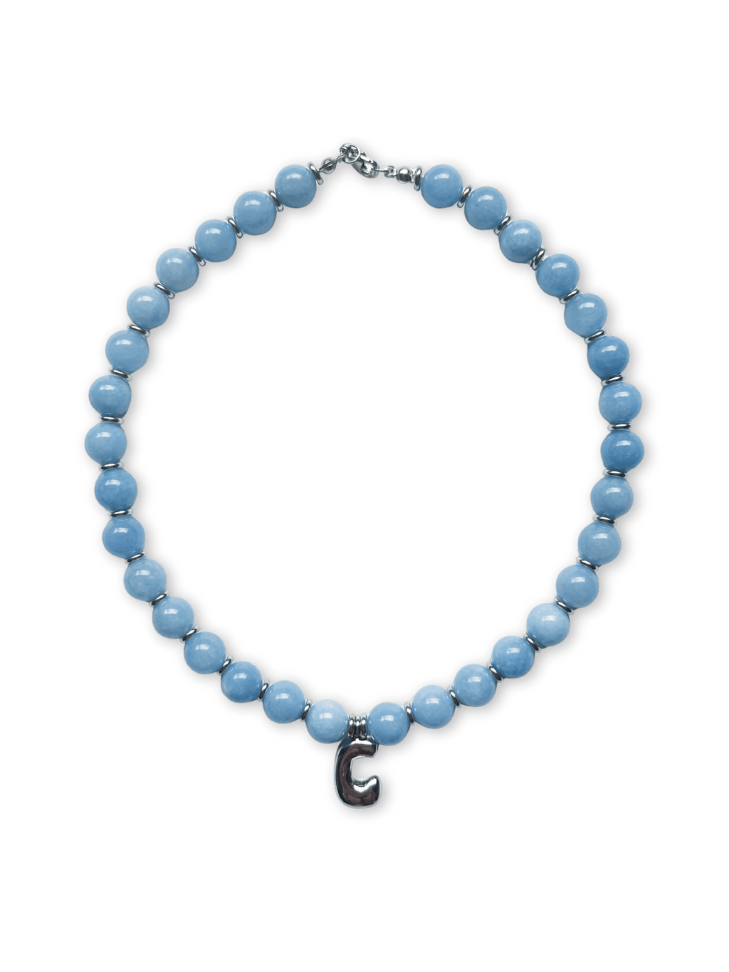 Benson Initial Necklace - Aquamarine