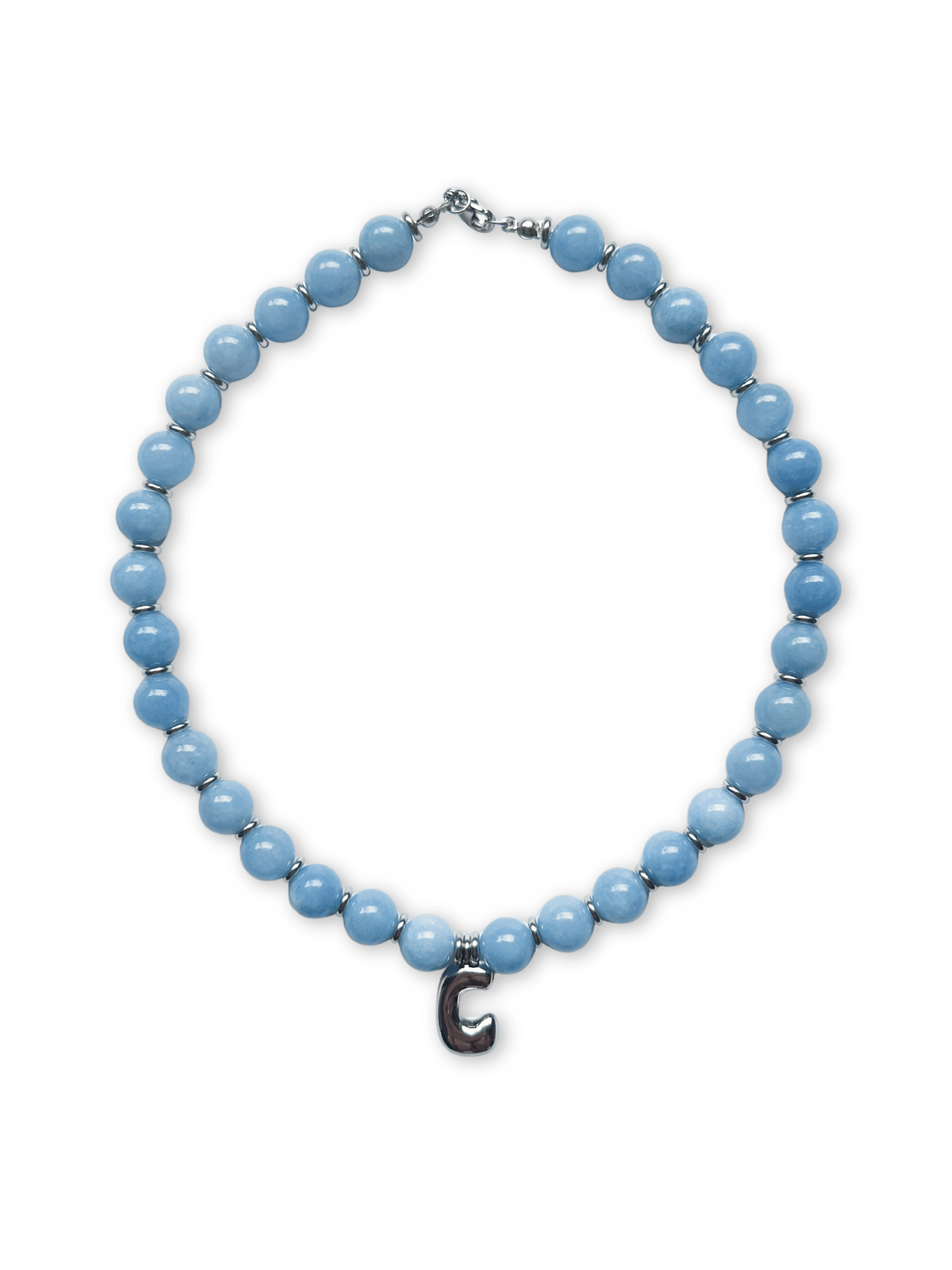 Benson Initial Necklace - Aquamarine
