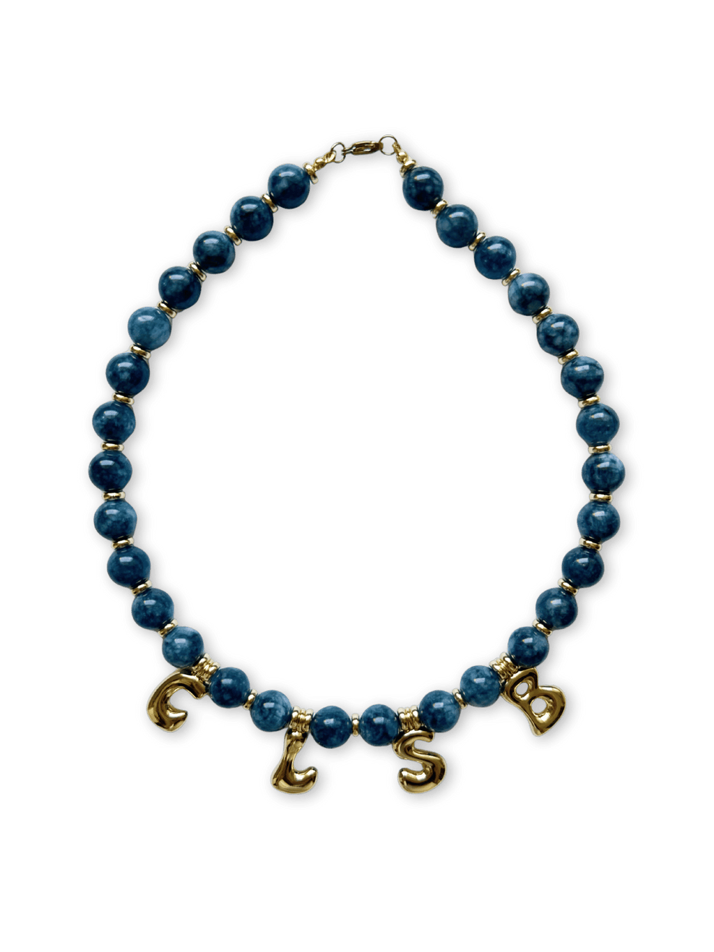 Benson Initial Necklace - Blue Chalcedony