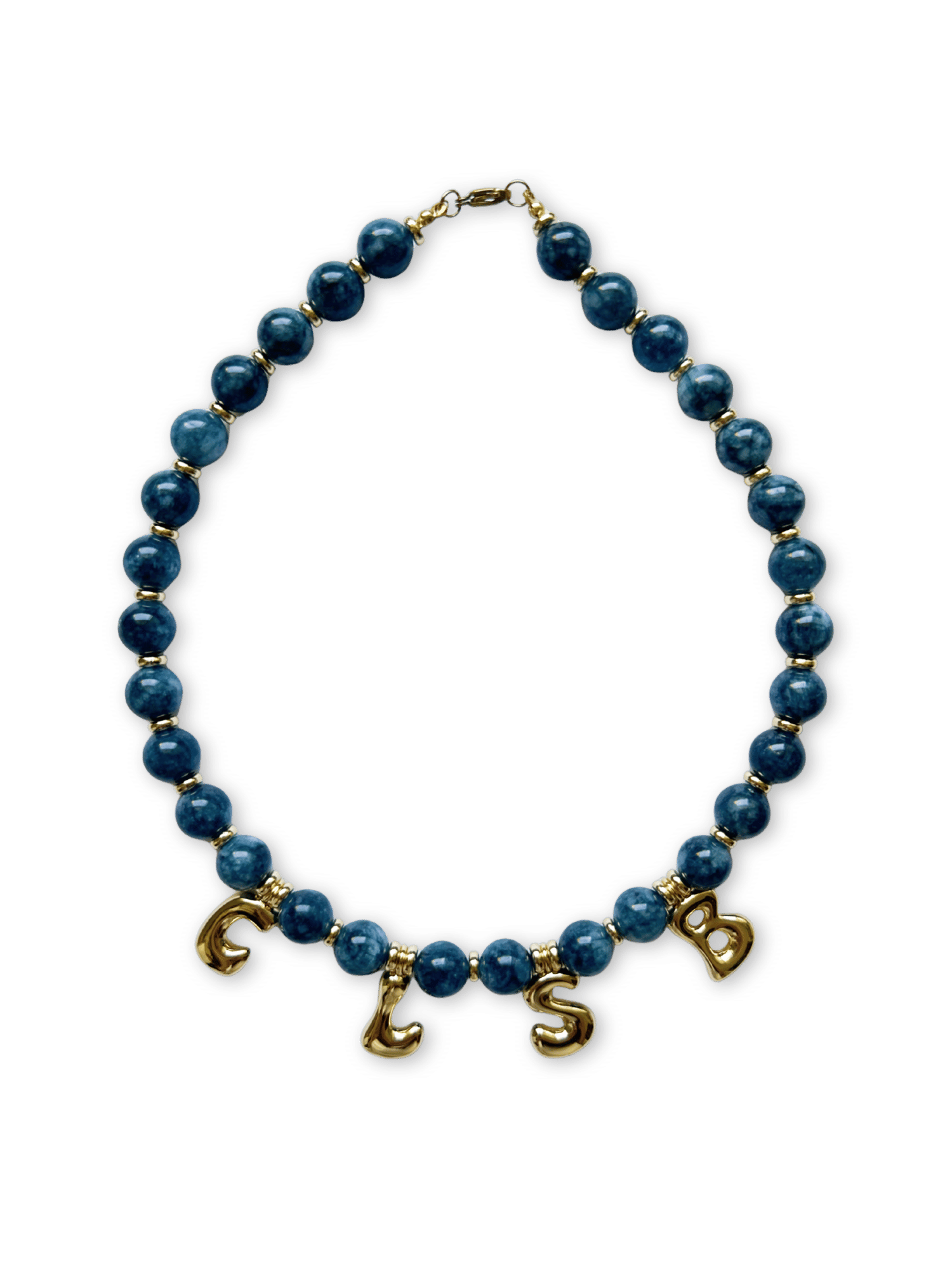 Benson Initial Necklace - Blue Chalcedony