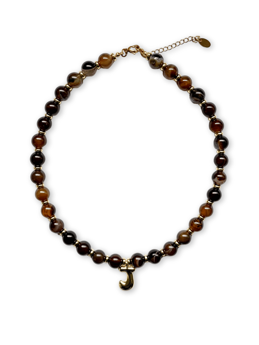 Benson Initial Necklace - Brown Agate