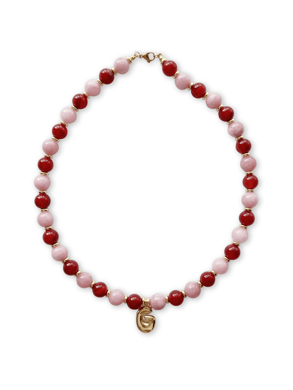 Benson Initial Necklace - Kunzite/Red Agate