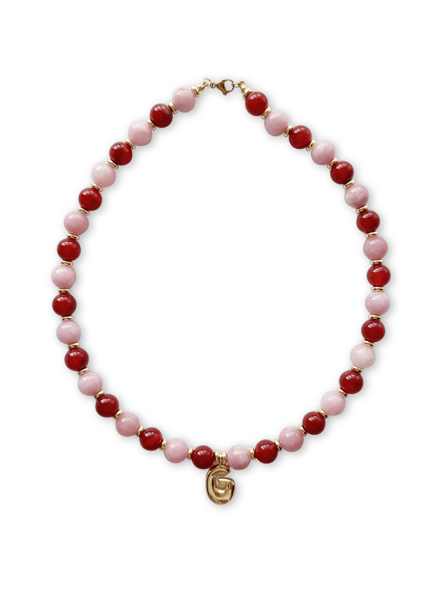 Benson Initial Necklace - Kunzite/Red Agate