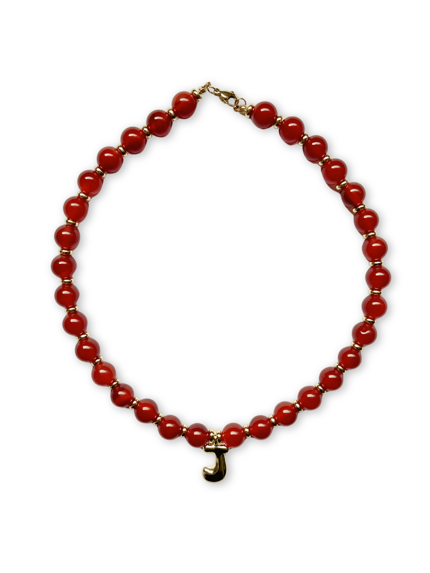 Benson Initial Necklace - Red Agate