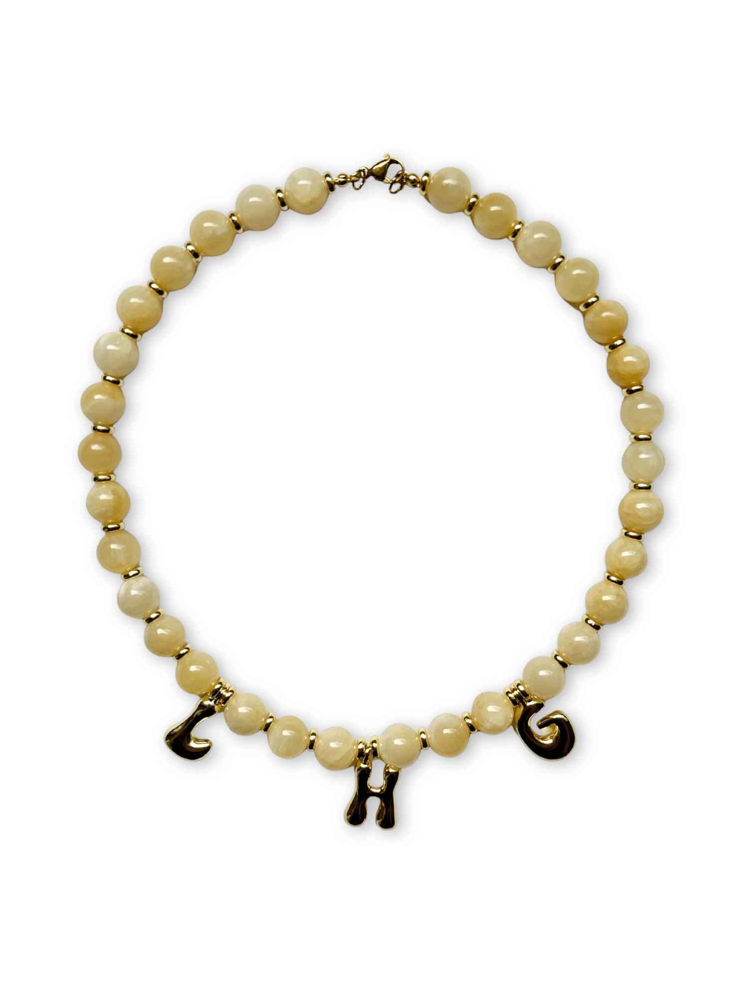 Benson Initial Necklace - Yellow Jasper