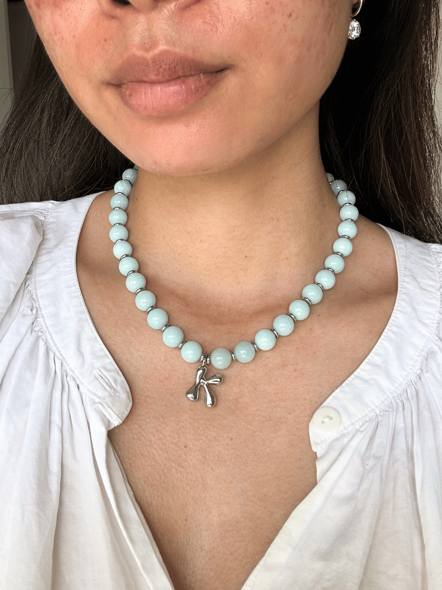 Benson Initial Necklace - Amazonite