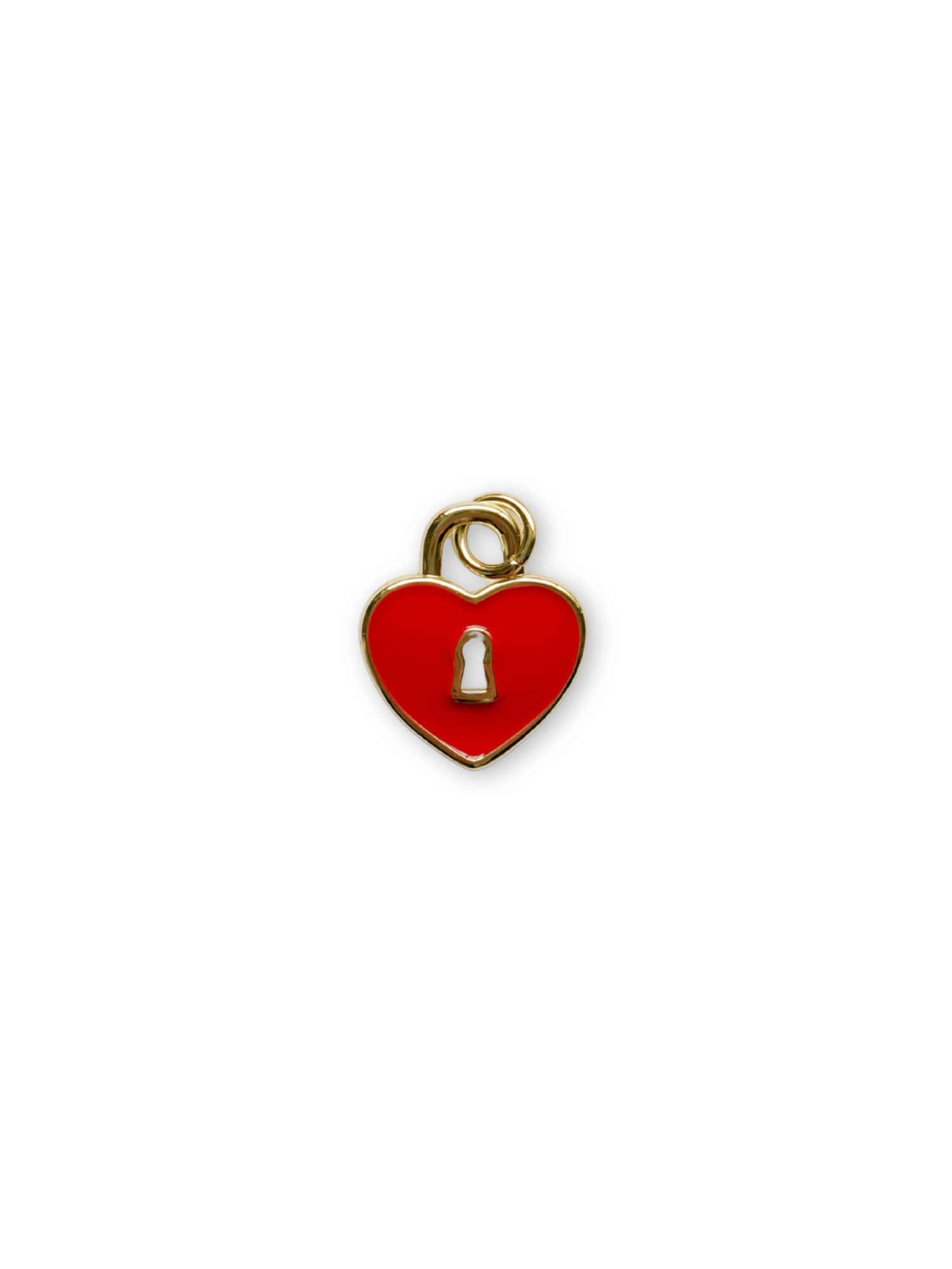 Enamel Heart Lock Charm - Gold