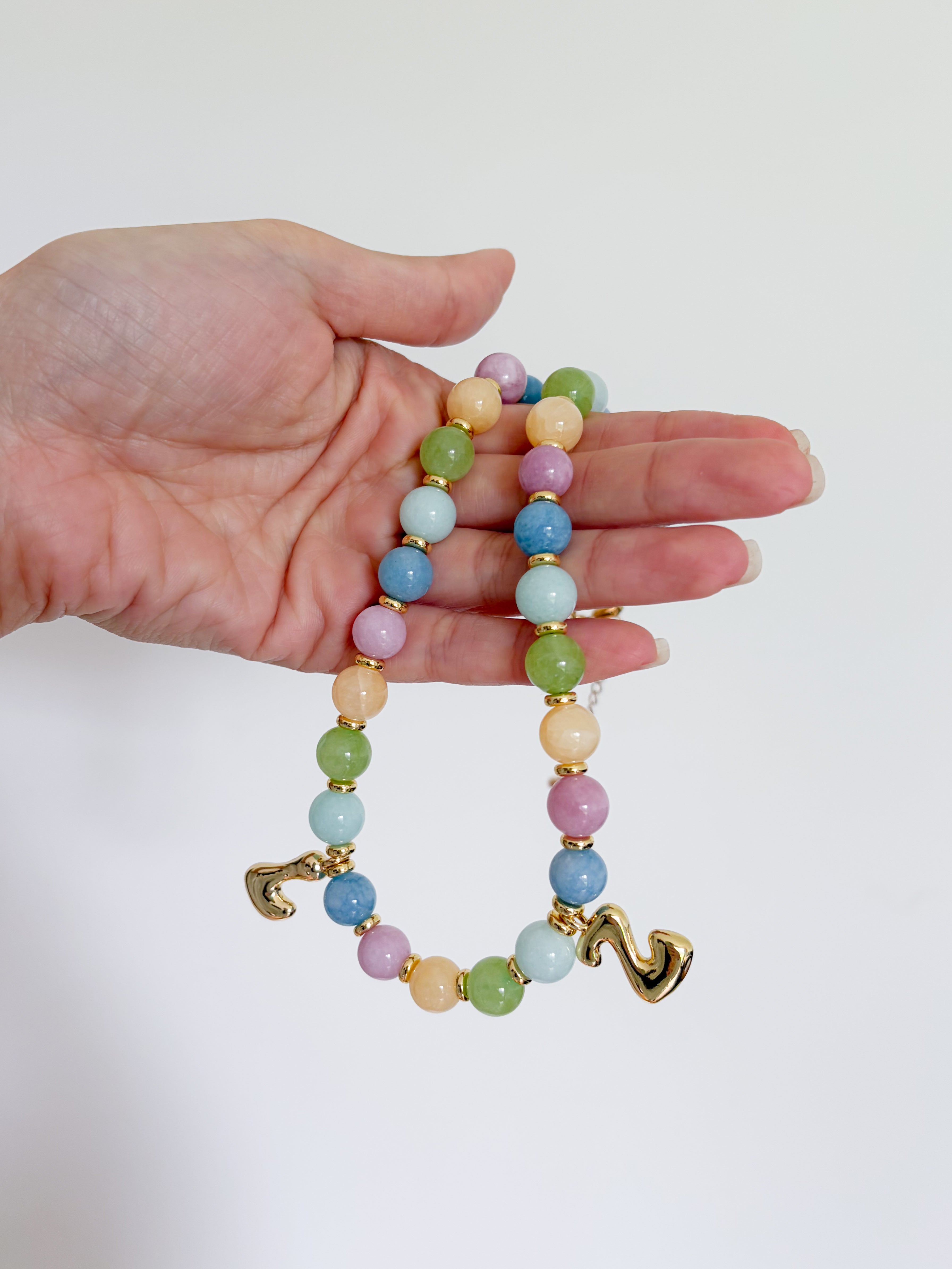 Pastel Necklace - Initial, charm clasp, plain