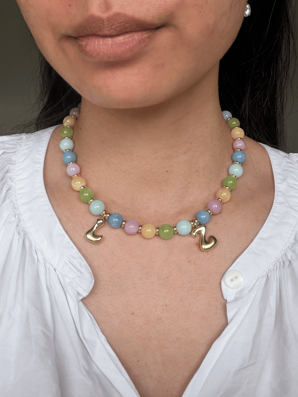 Pastel Necklace - Initial, charm clasp, plain