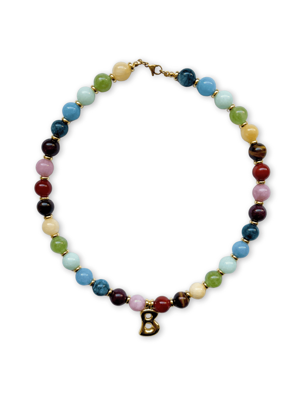Rainbow Necklace - Initial, charm clasp, plain