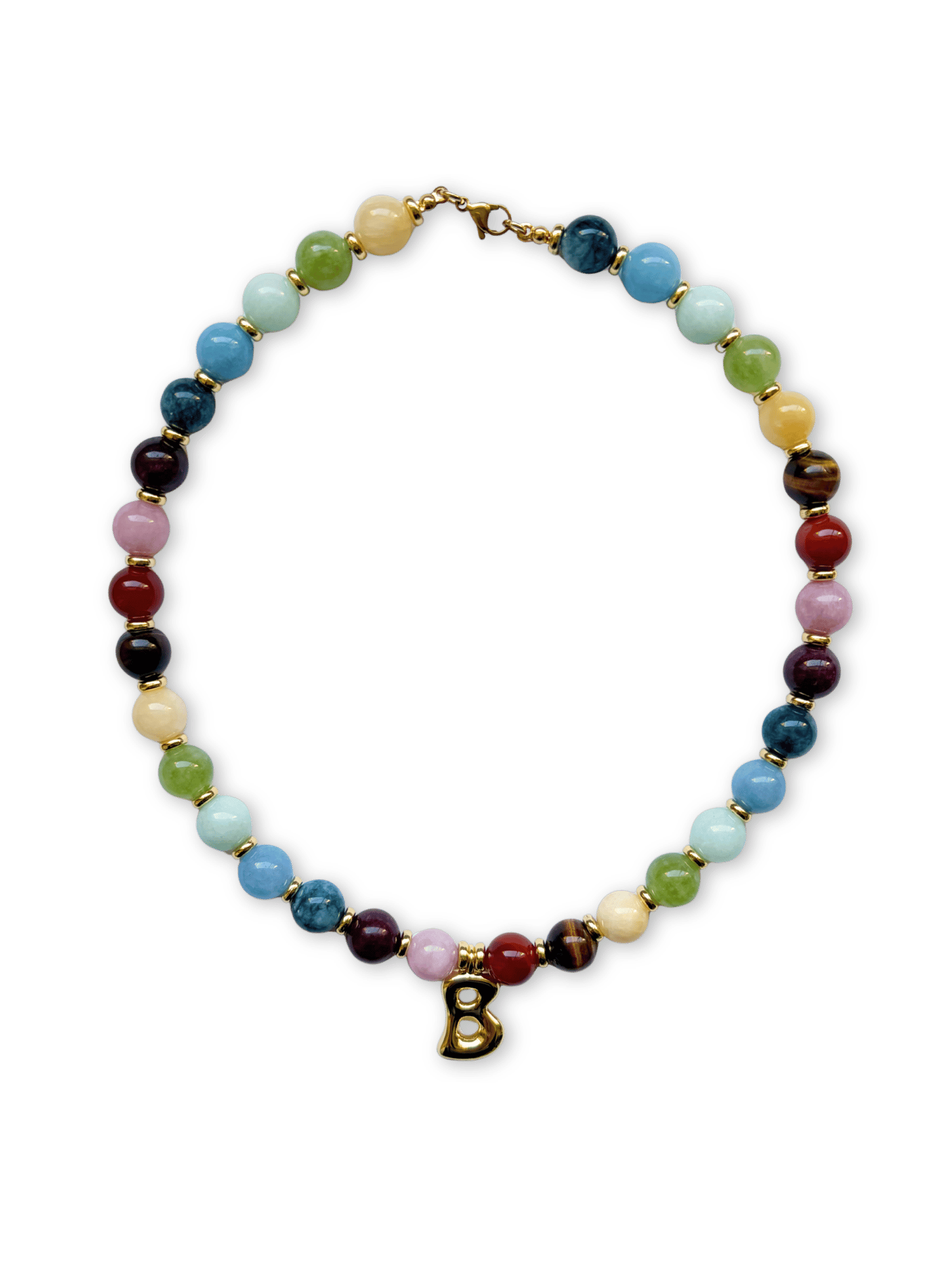 Rainbow Necklace - Initial, charm clasp, plain