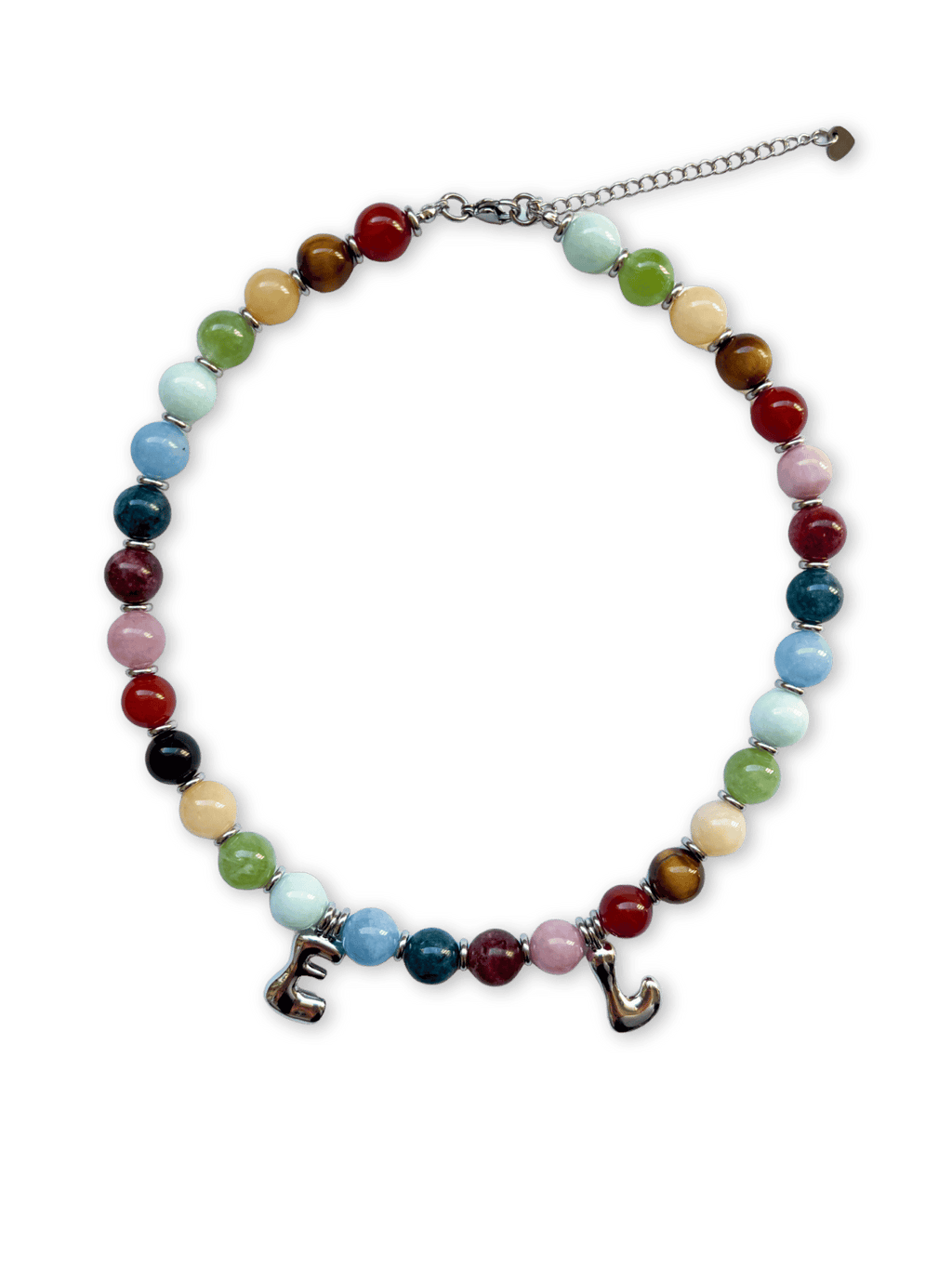 Rainbow Necklace - Initial, charm clasp, plain