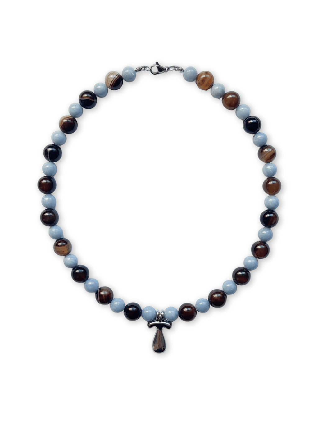 Remy Necklace - Brown Agate/Angelite