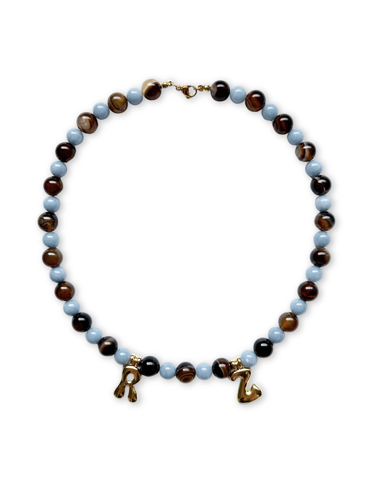 Remy Necklace - Brown Agate/Angelite