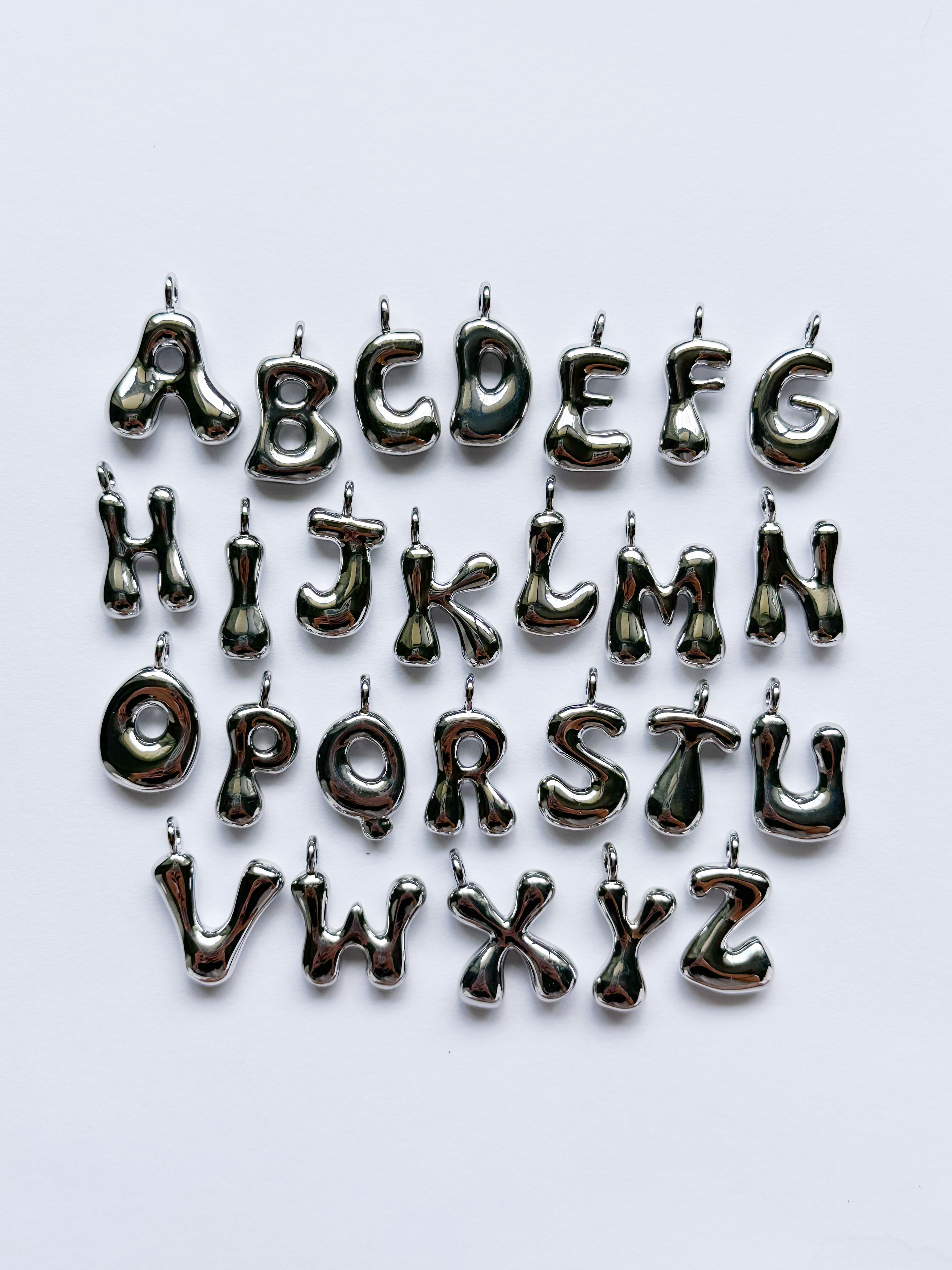Bubble Initial Charm - Silver