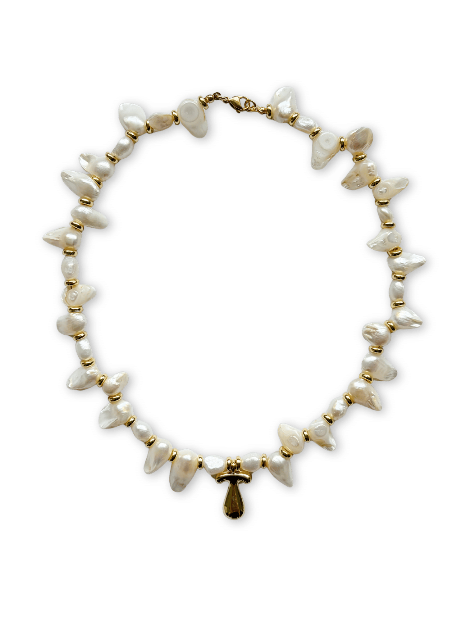 Skye Irregular Pearl Necklace - Initial, Plain