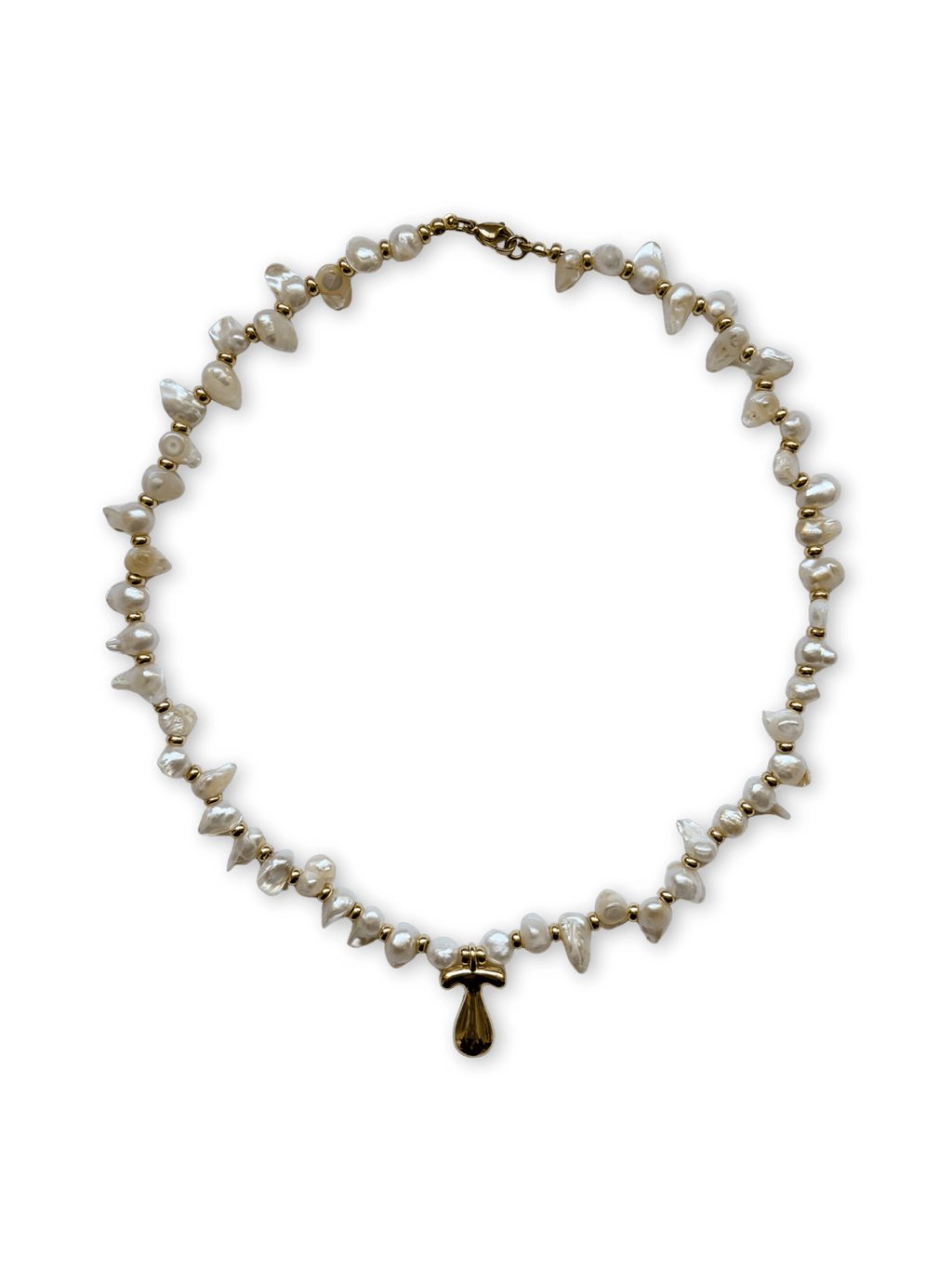 Skye Small Irregular Pearl Necklace - Initial, Plain
