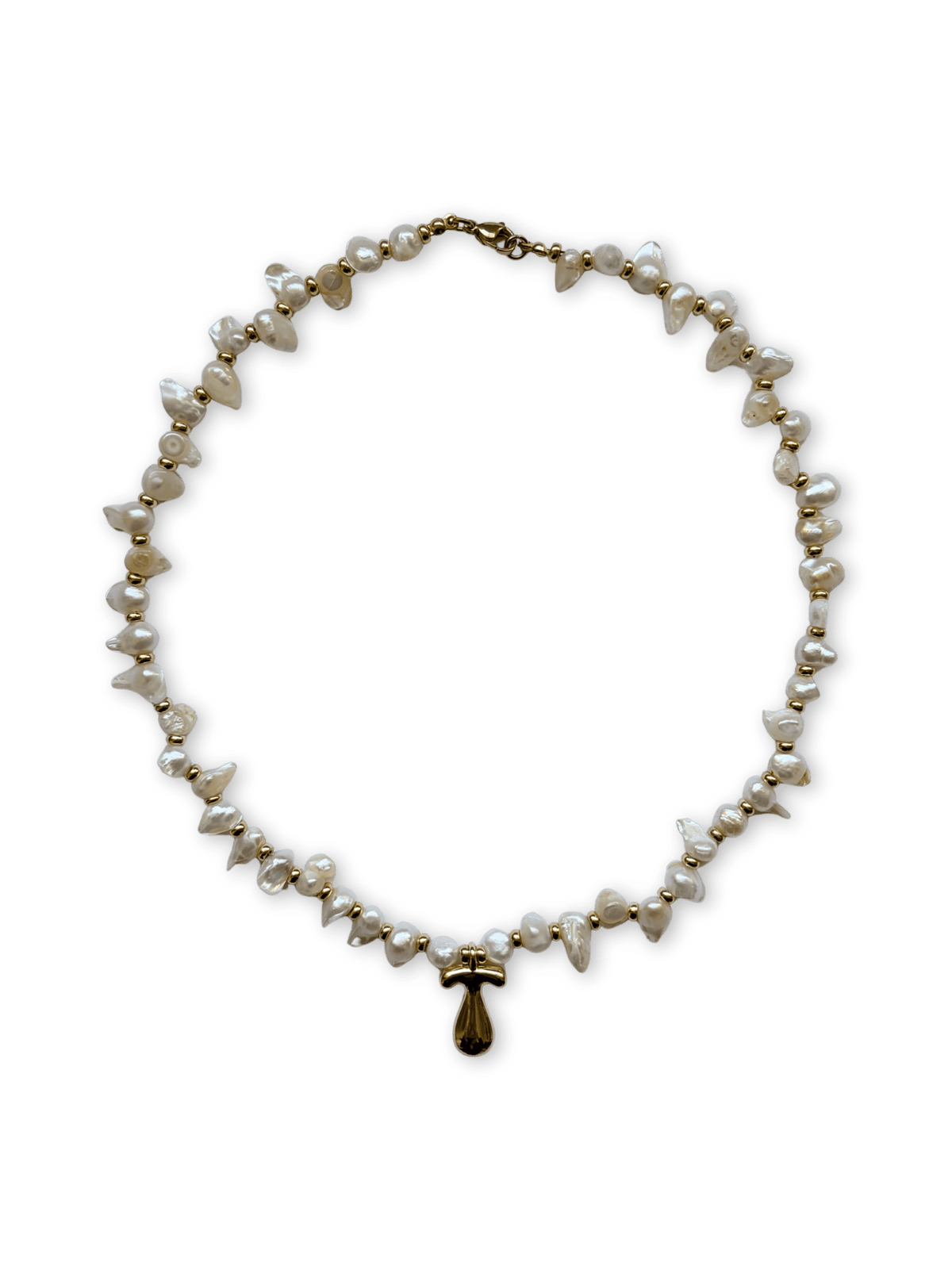 Skye Small Irregular Pearl Necklace - Initial, Plain