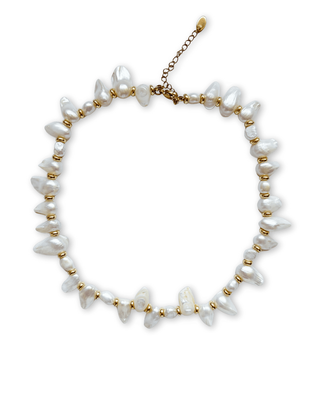 Skye Irregular Pearl Necklace - Initial, Plain