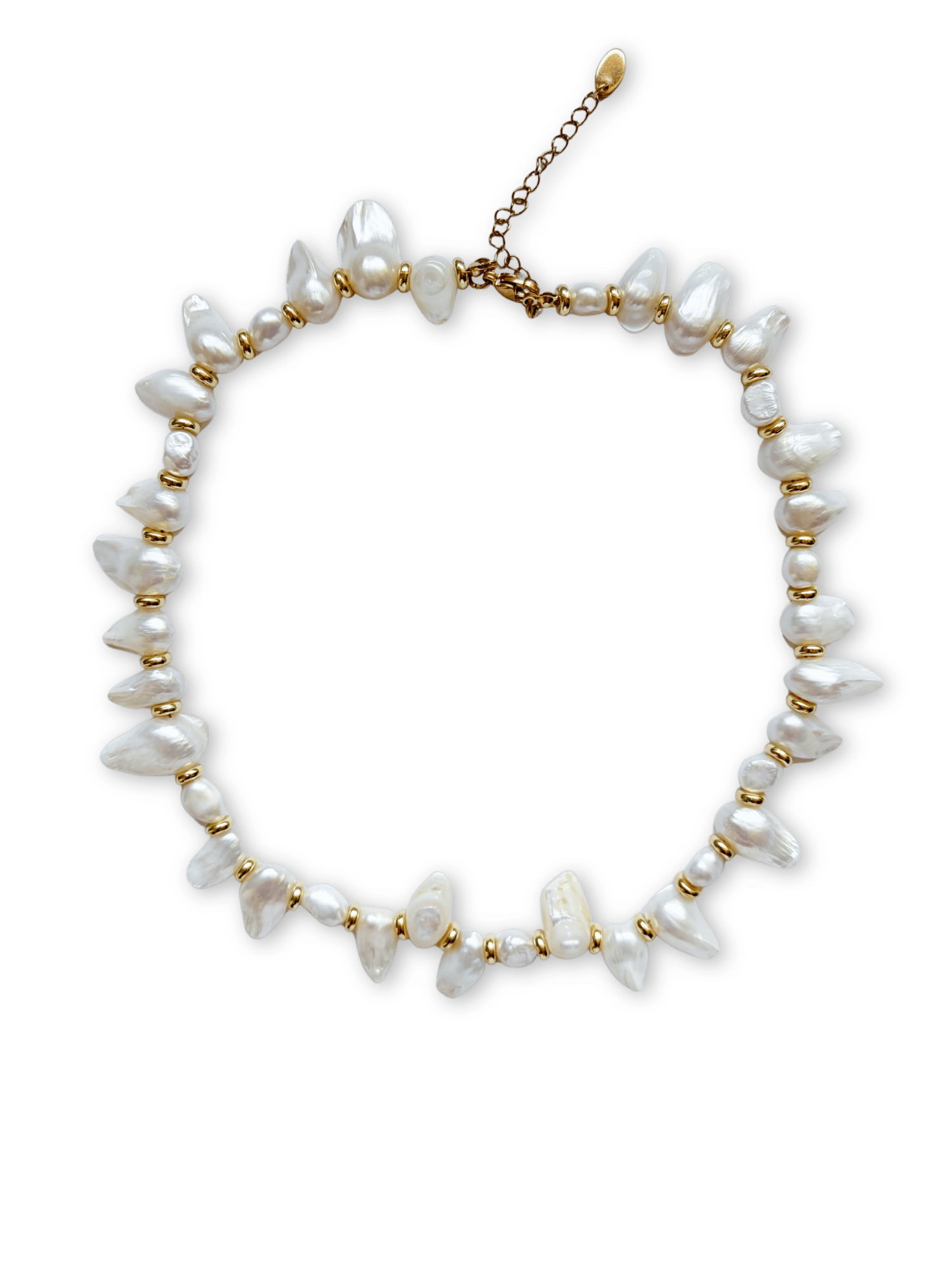 Skye Irregular Pearl Necklace - Initial, Plain