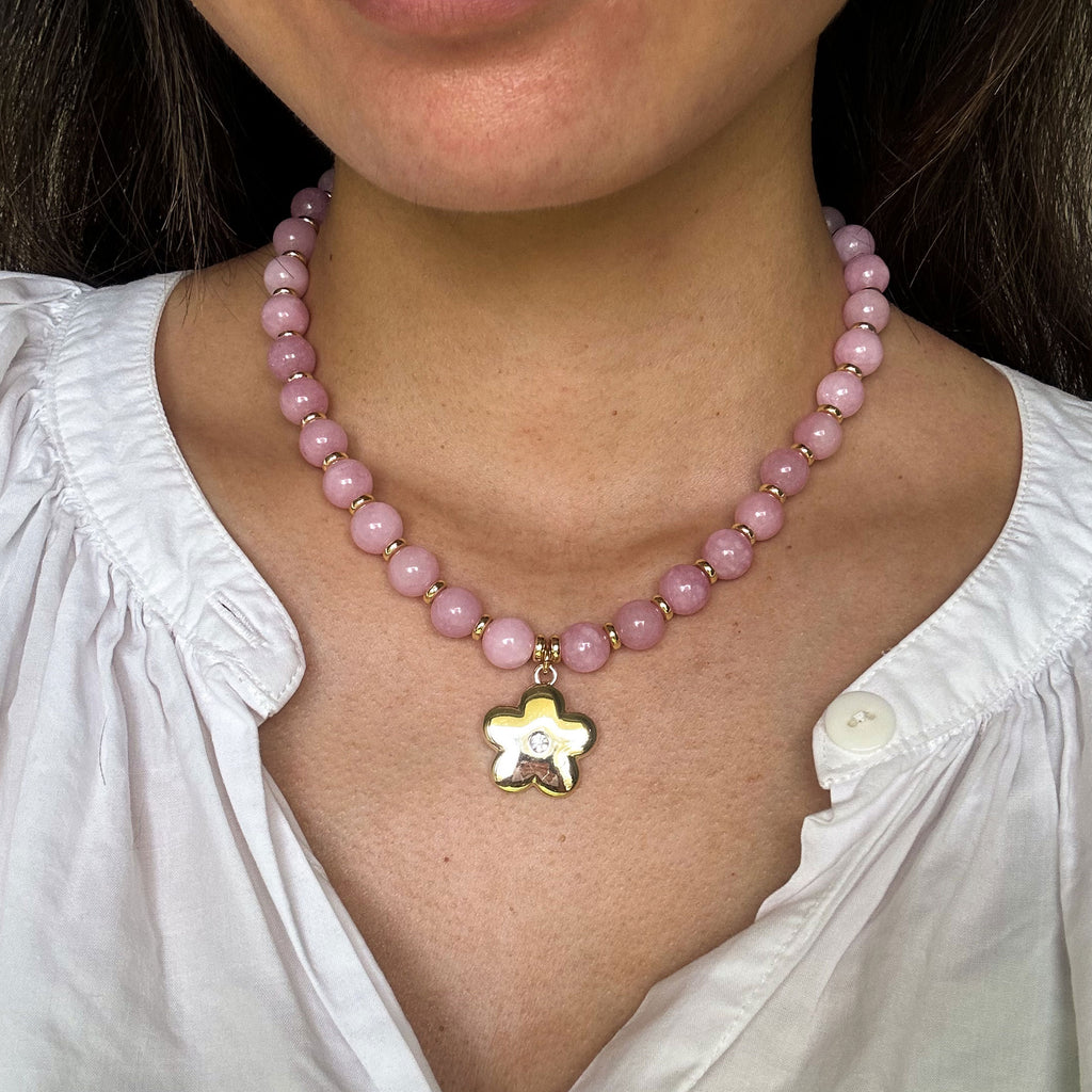 Bayley Gold Flower Charm Necklace