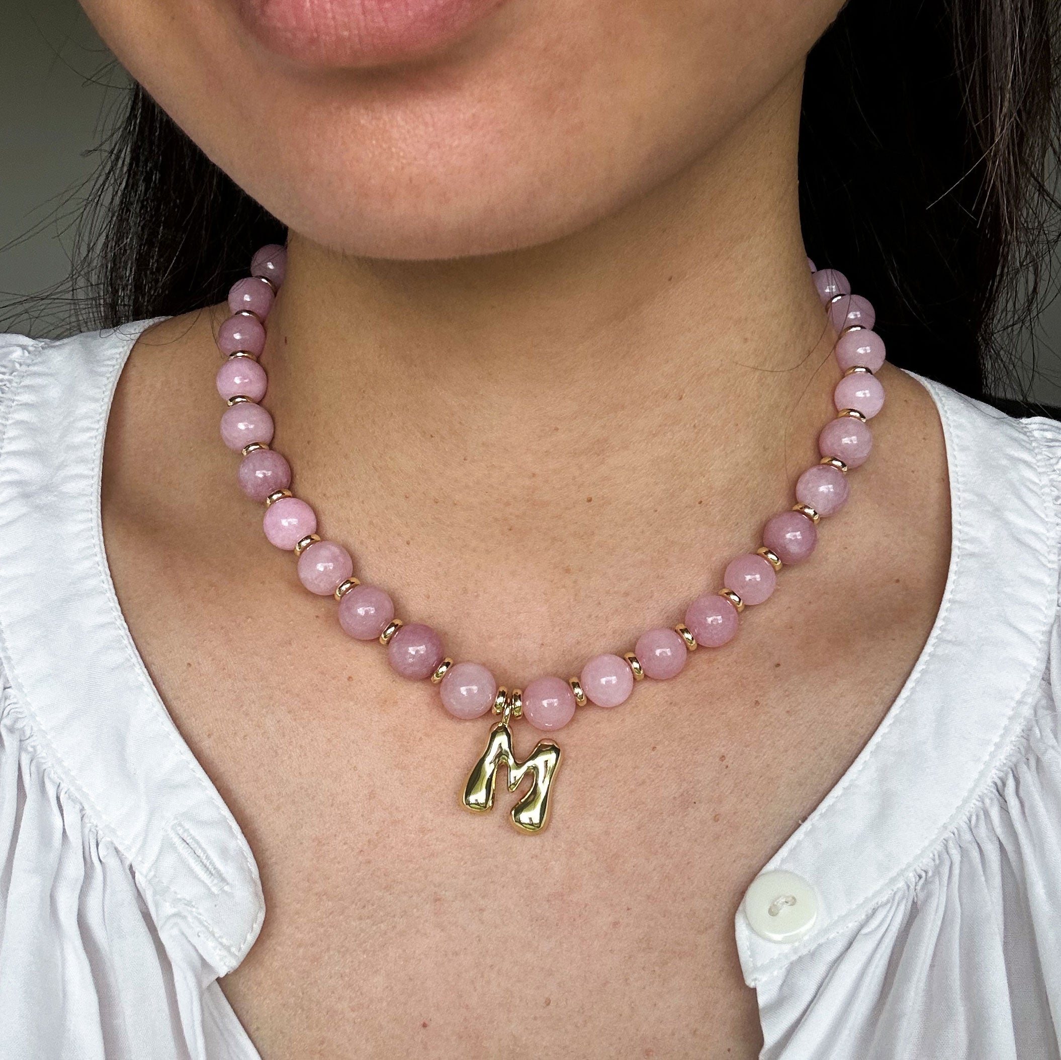 Benson Initial Necklace - Kunzite