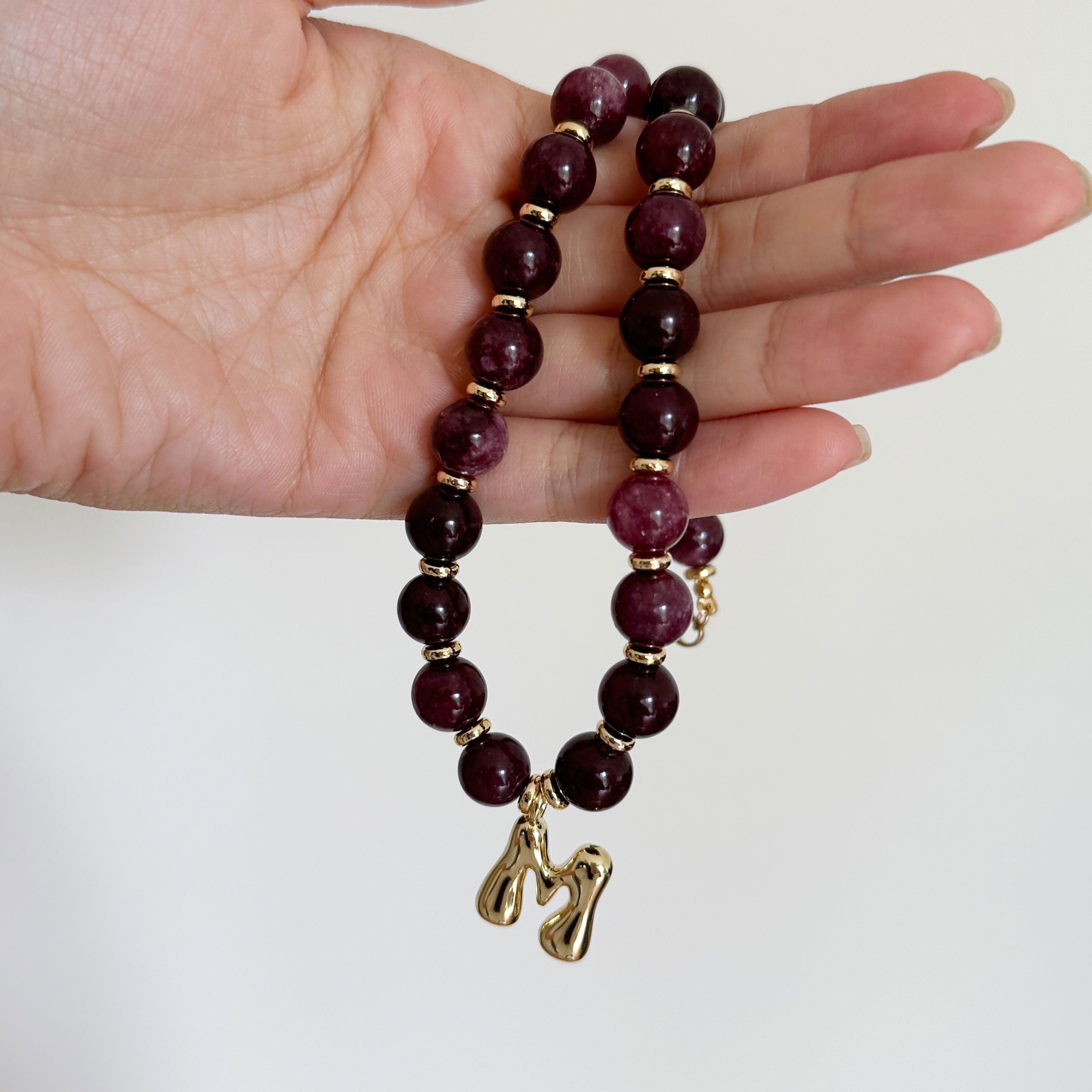 Benson Initial Necklace - Lepidolite