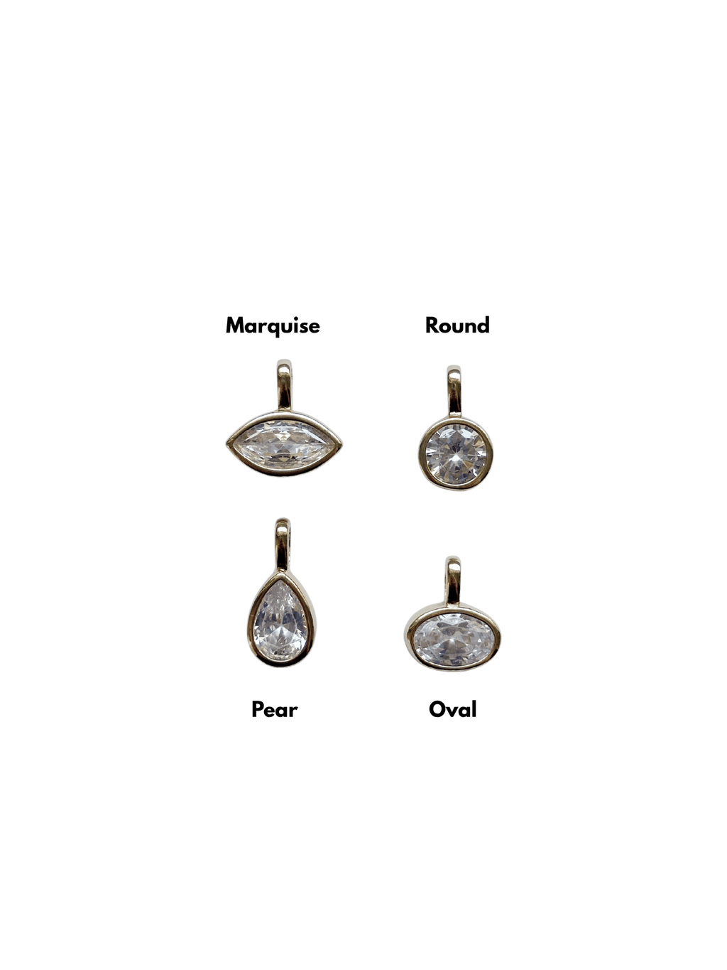 Bezel Cubic Zirconia Charm - Gold