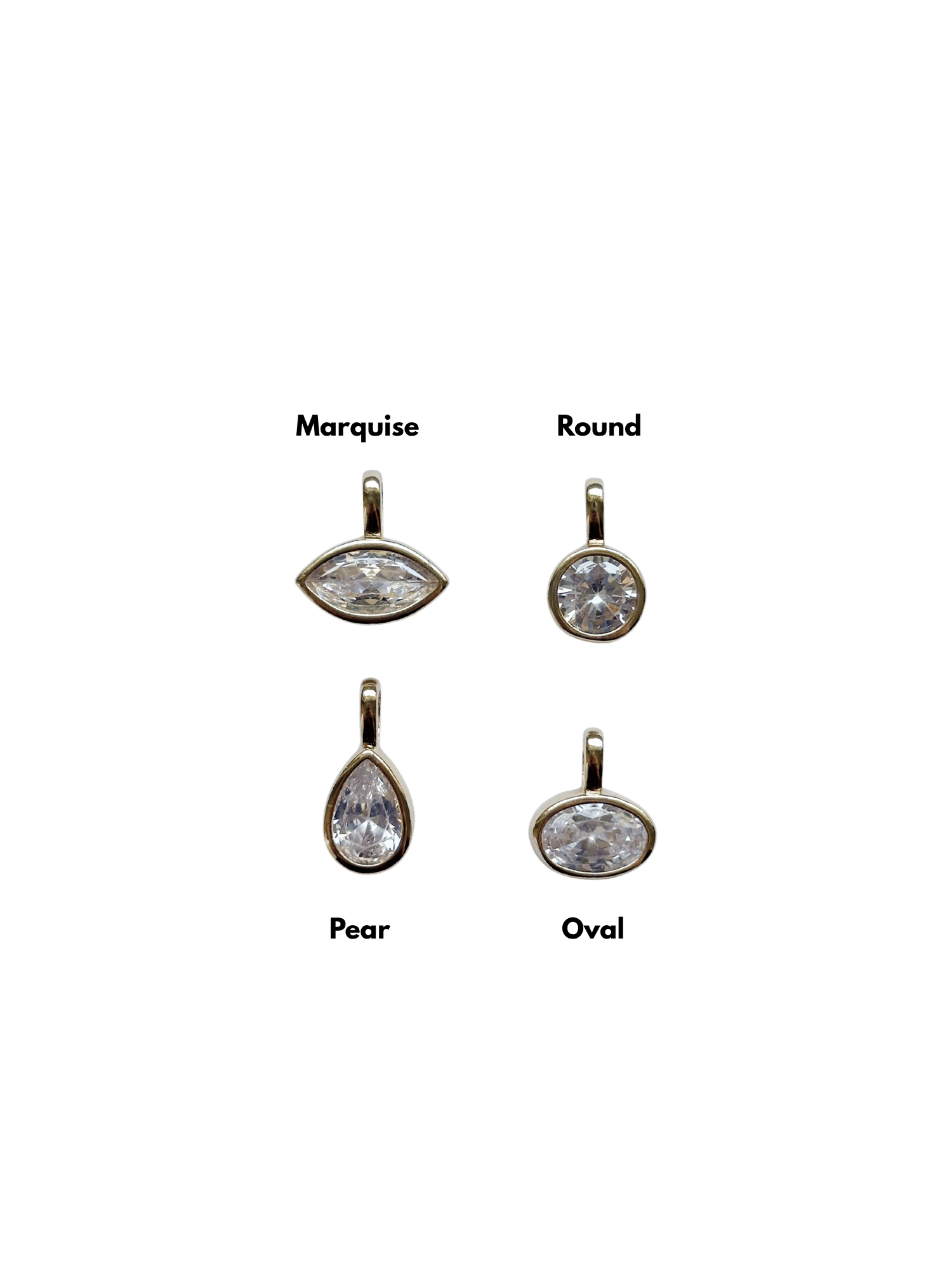 Bezel Cubic Zirconia Charm - Gold