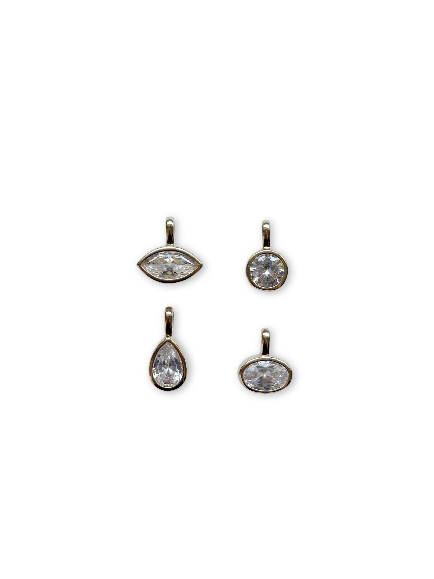 Bezel Cubic Zirconia Charm - Gold