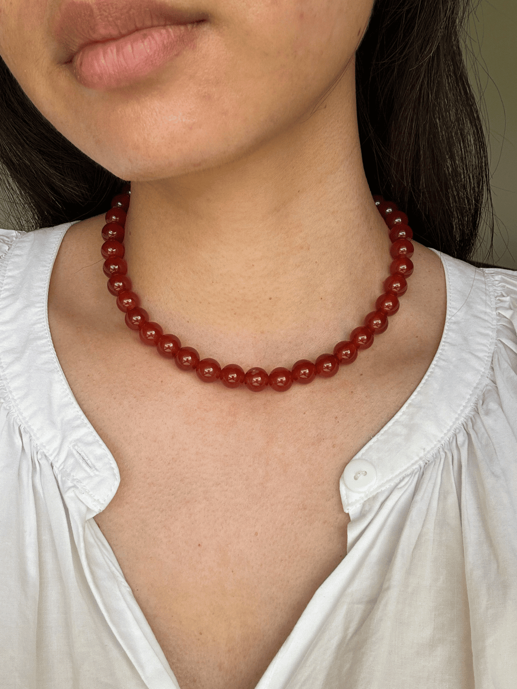 Colbie Charm Clasp Necklace - Red Agate