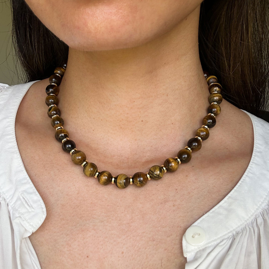 Colbie Charm Clasp Necklace - Tiger's Eye