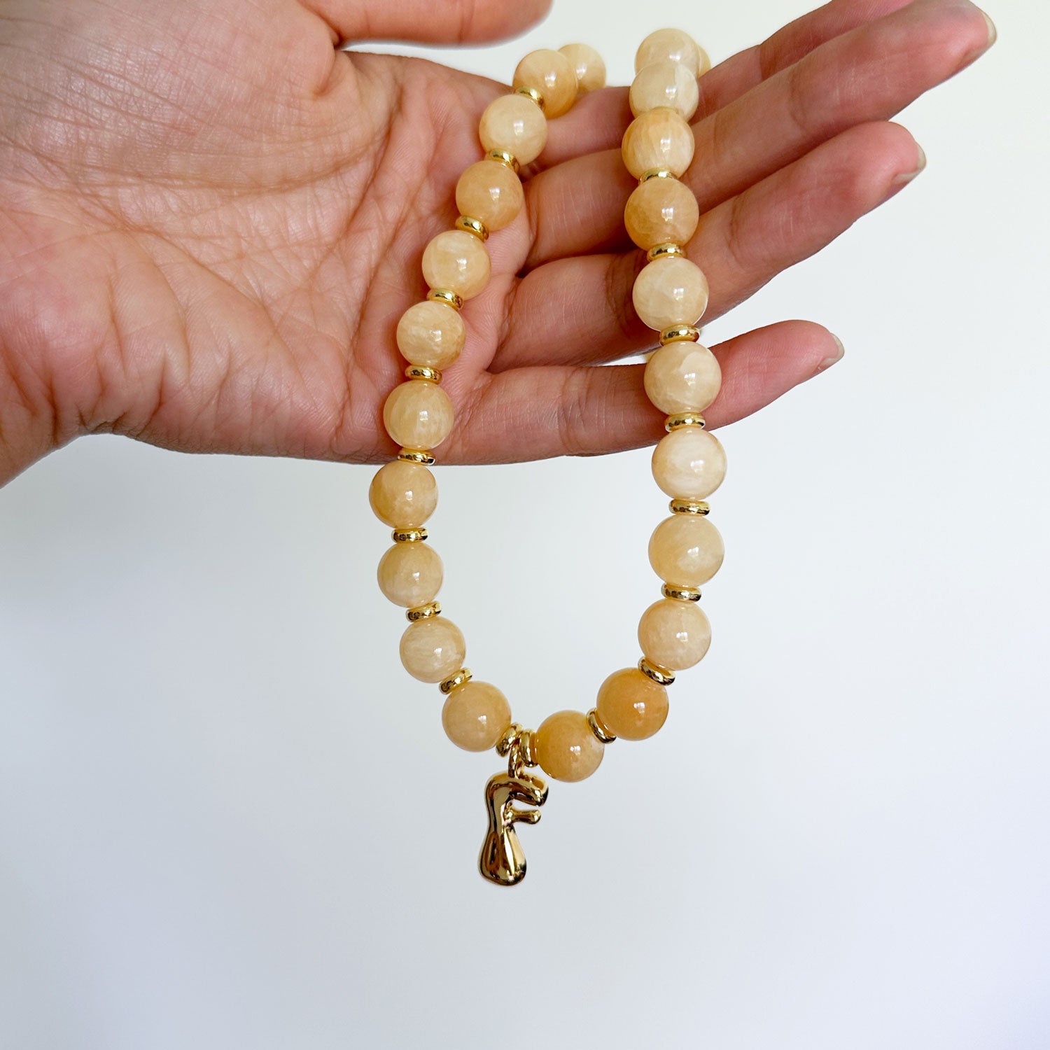 Benson Initial Necklace - Yellow Jasper