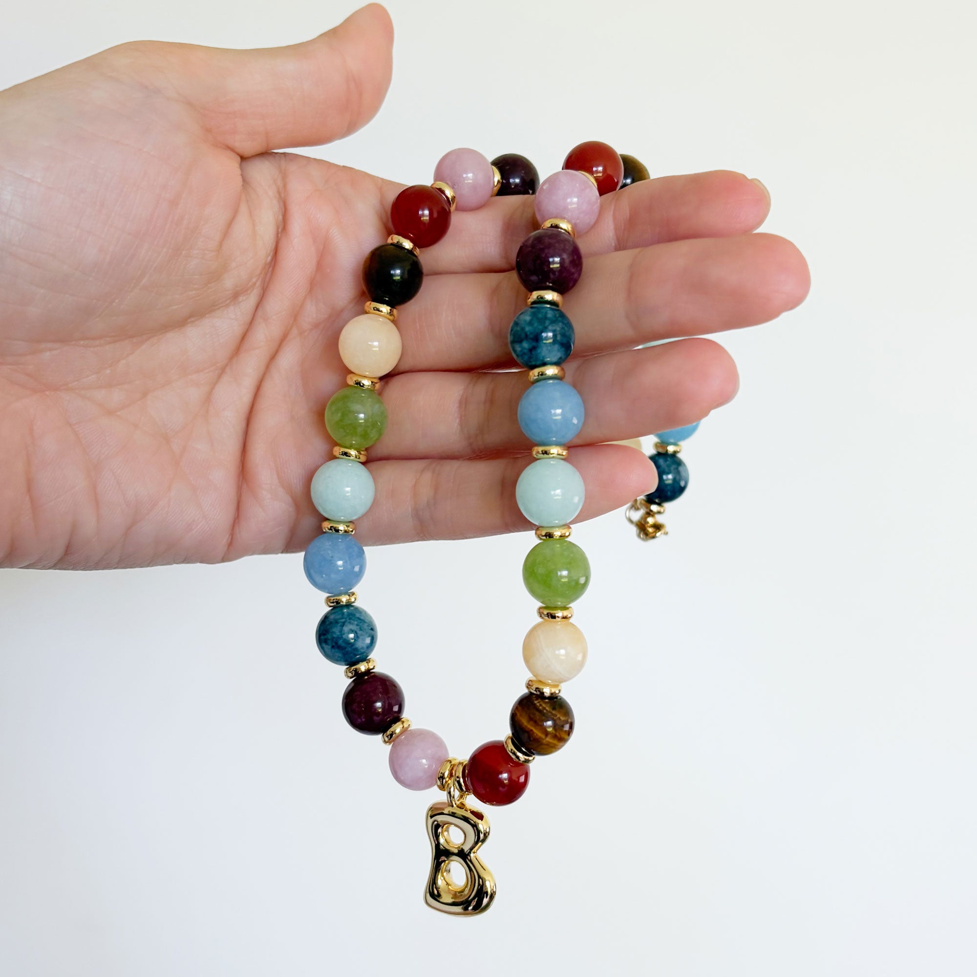 Rainbow Necklace - Initial, charm clasp, plain