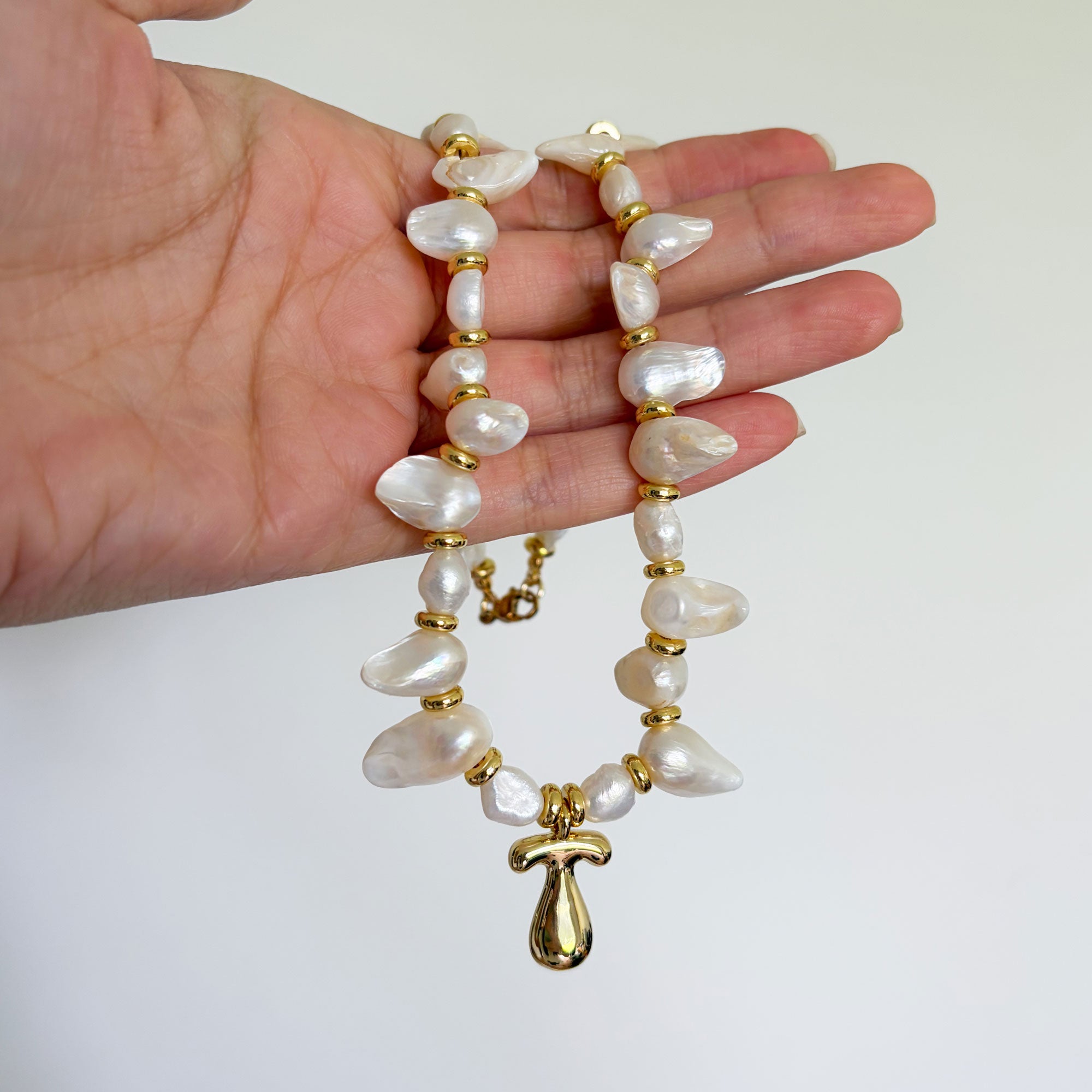Skye Irregular Pearl Necklace - Initial, Plain