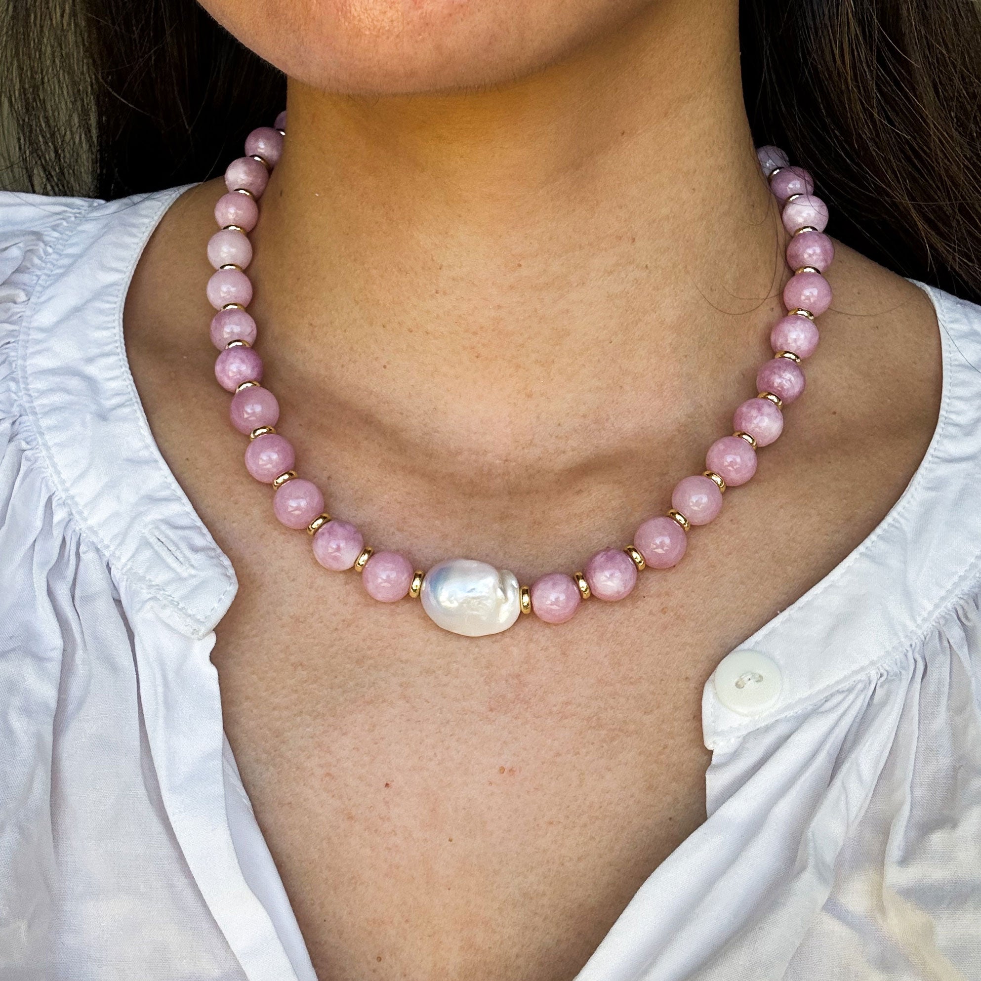 Toshi Gold Beaded Pearl Necklace