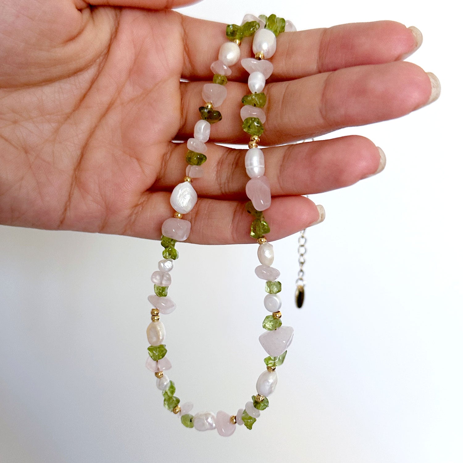 Willow Necklace - Rose Quartz/Peridot