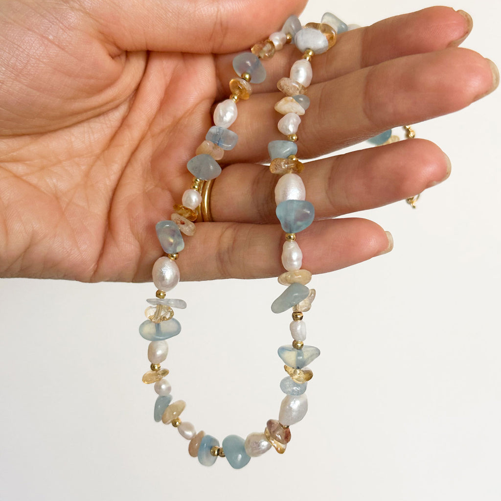 Willow Necklace - Aquamarine/Citrine